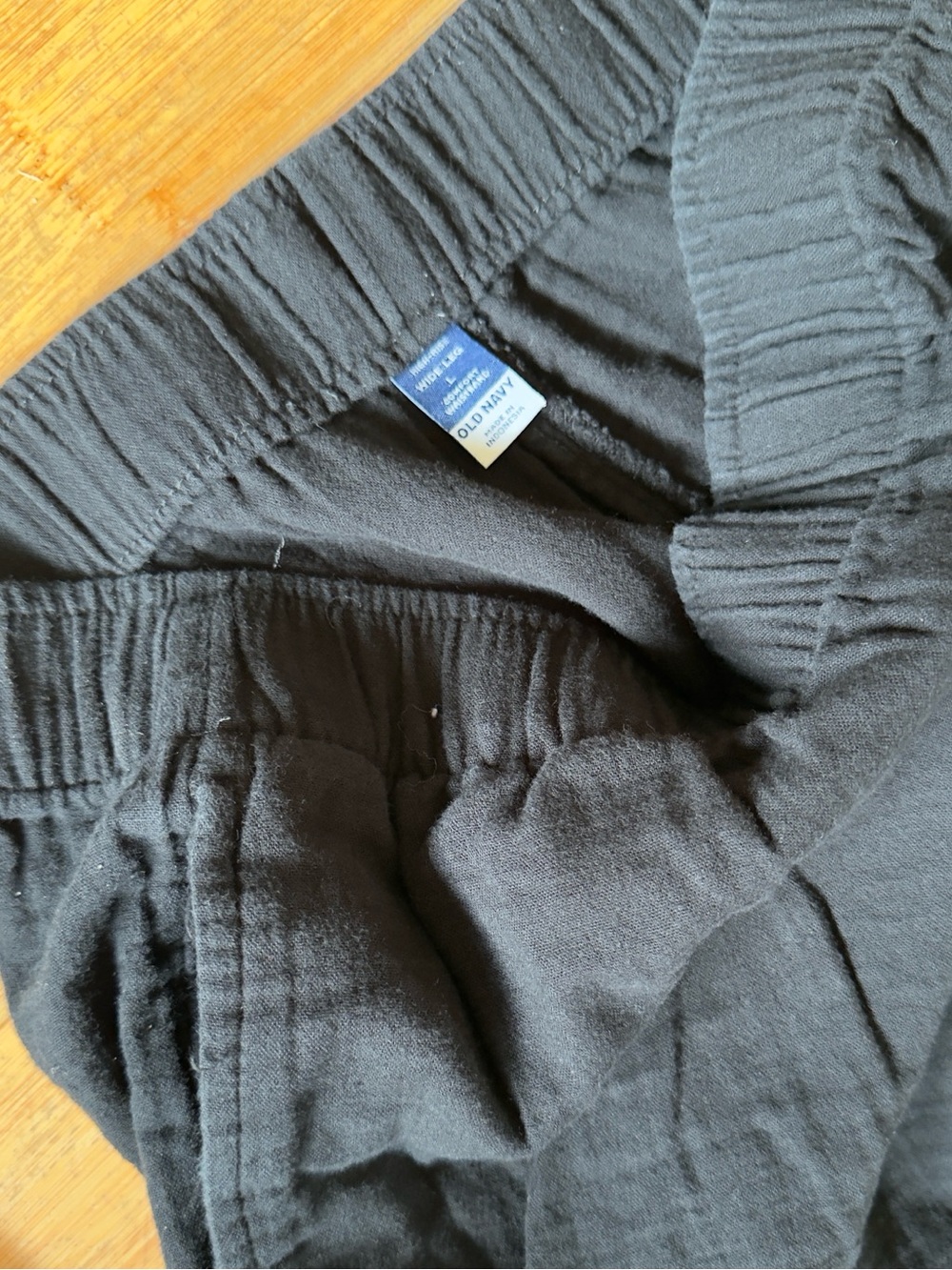 High rise wide leg pull on black cotton pants - Picture 2 of 5